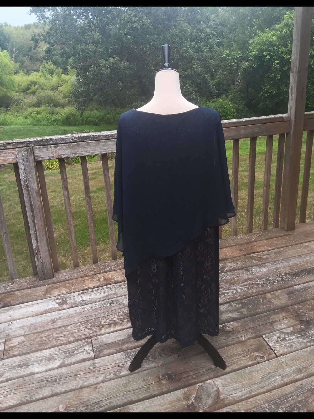 Connected Apparel Navy Lace Chiffon Overlay Wedding Guest Dress NWT Size 18W - Picture 6 of 9